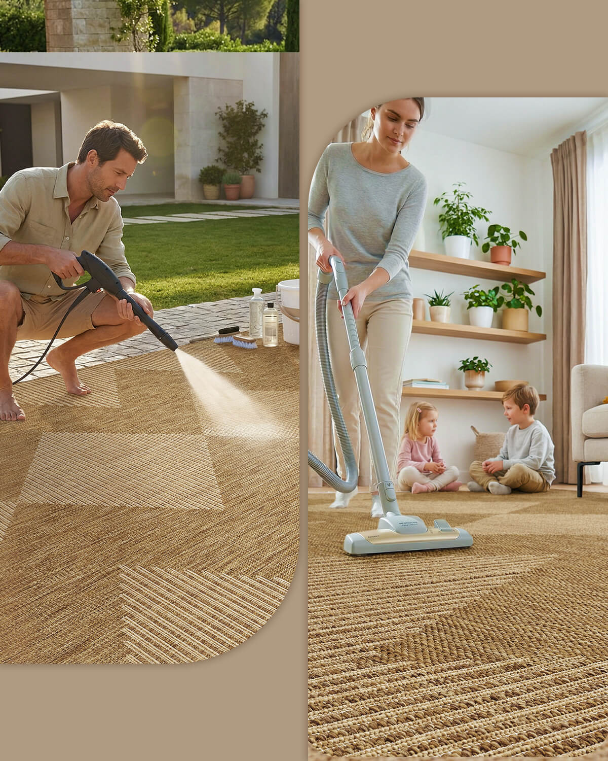 Indoor outdoor rug suitable for patio balcony and living room with durable woven texture