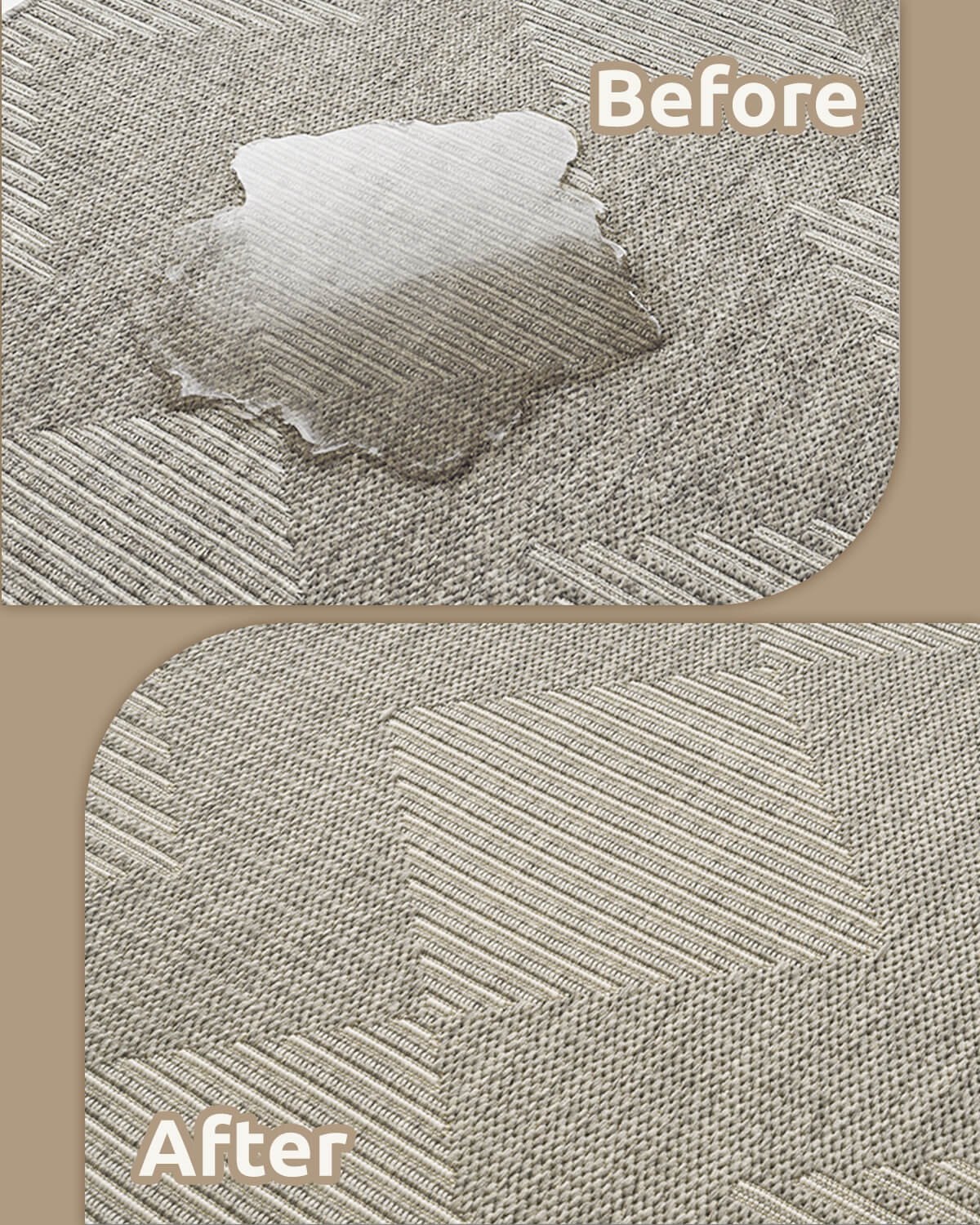 Indoor outdoor rug combining soft comfort quick dry material and easy maintenance