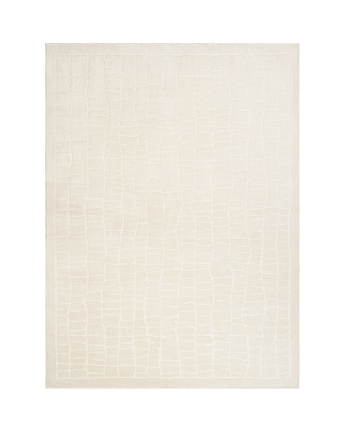 An ivory luxury Wilton jacquard area rug features an abstract crackle grid texture, sculptural tonal depth, and refined woven dimension for premium living rooms, elegant bedrooms, and designer-inspired home decor.