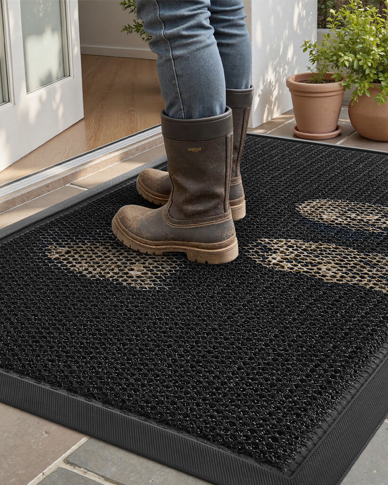 Kid safe entryway mat with non slip base for secure footing