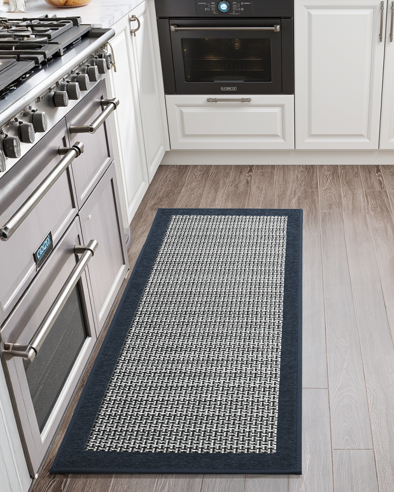 Kitchen rug set placed near sink and stove for comfort and protection