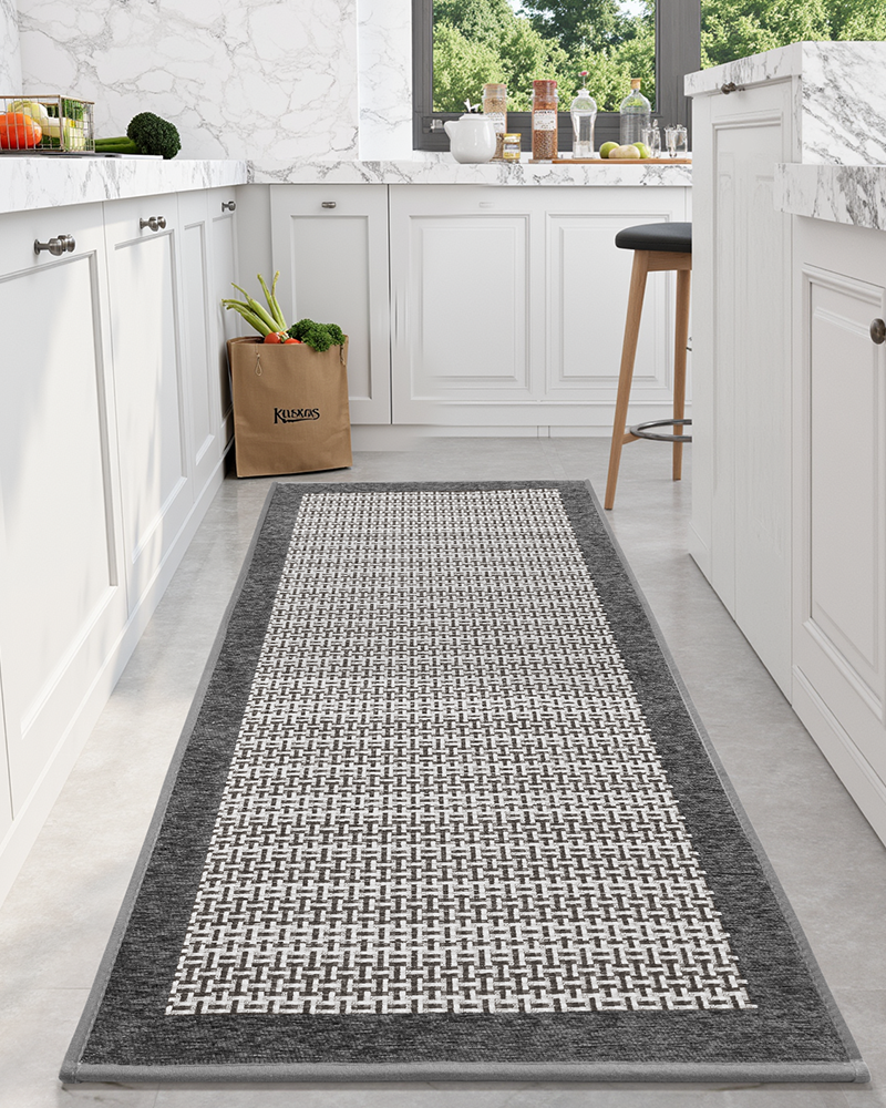 Kitchen rug set with rubber backing for added stability