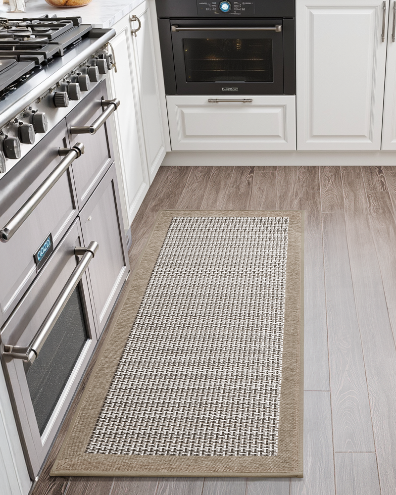 Kitchen runner placed along long cooking zones for comfort