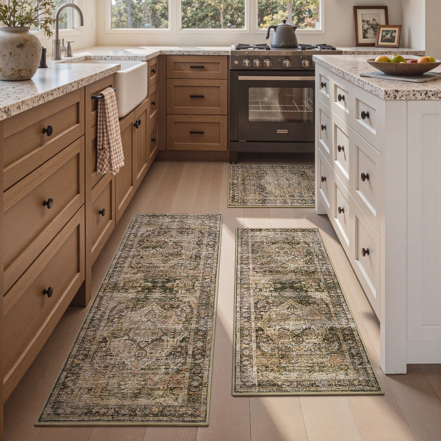 Vintage Kitchen Rugs Set of 3 Runner Rugs for Kitchen 20"x 32"+20"x 48"+20"x 59"