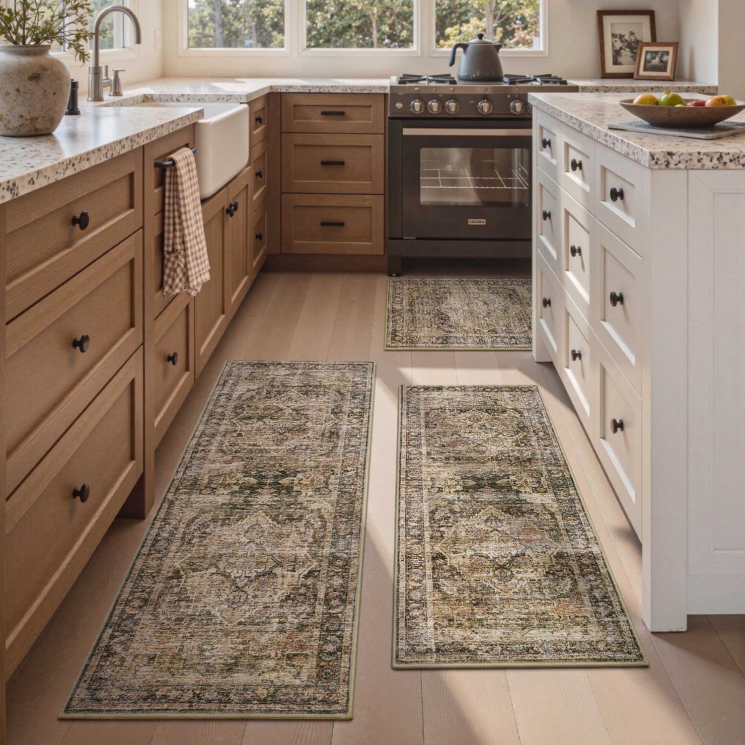 Vintage Kitchen Rugs Set of 3 Runner Rugs for Kitchen 20"x 32"+20"x 48"+20"x 59"