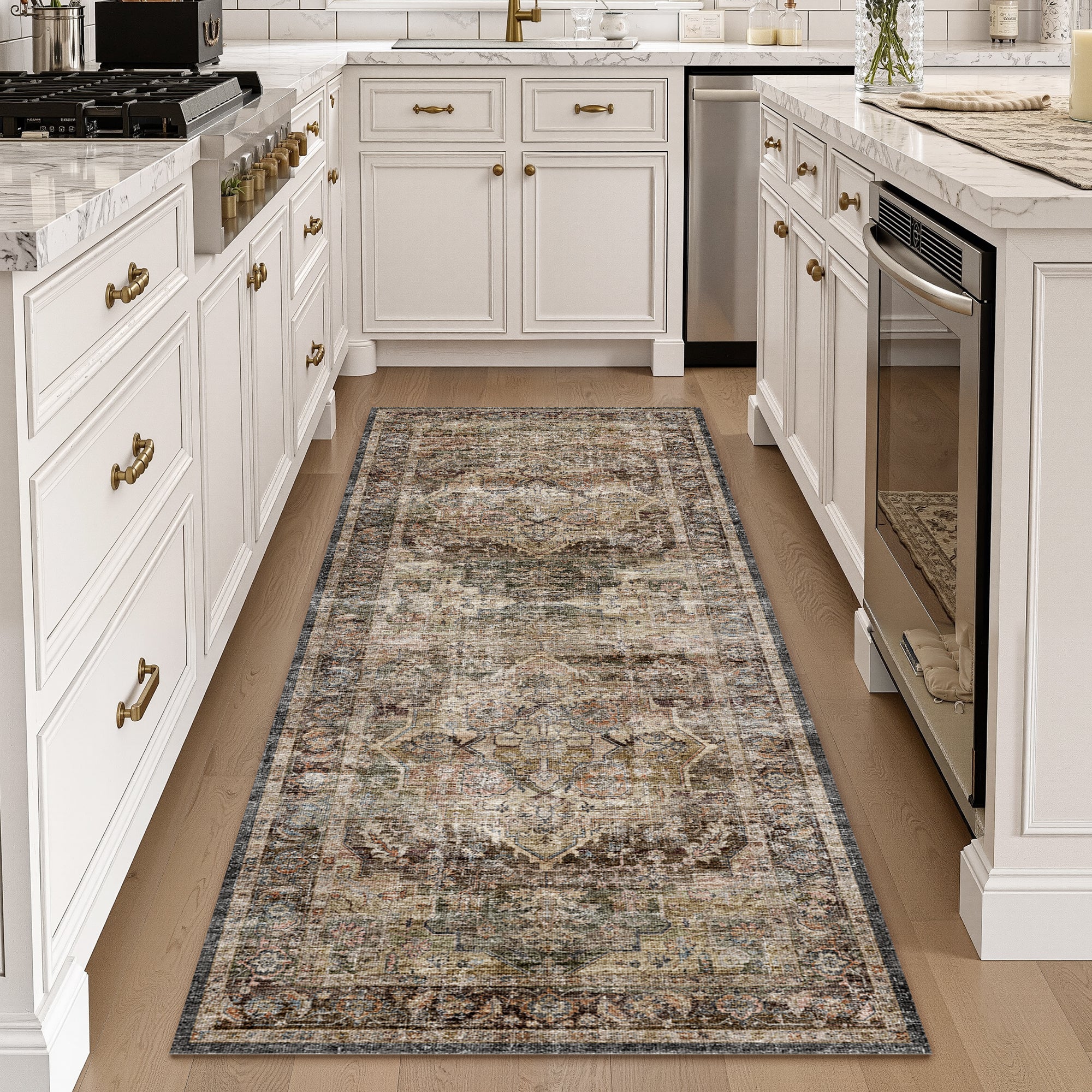 Area Rug Washable Carpet Soft Distressed