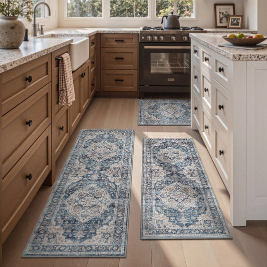 Vintage Kitchen Rugs Set of 3 Runner Rugs for Kitchen 20"x 32"+20"x 48"+20"x 59"