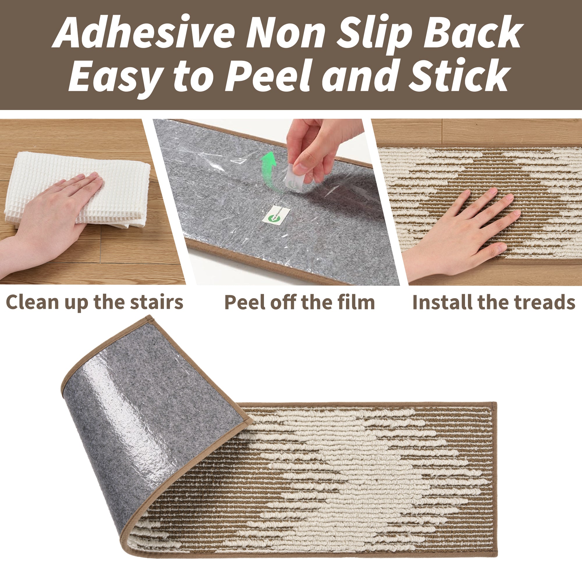 MontVoo High-Low Bohemian Non-Slip Stair Treads