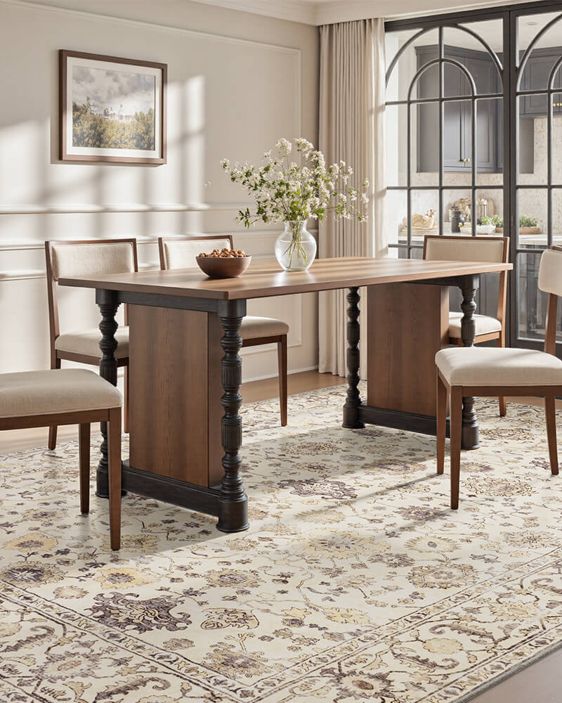 Timeless vintage area rug designed for relaxed home environments