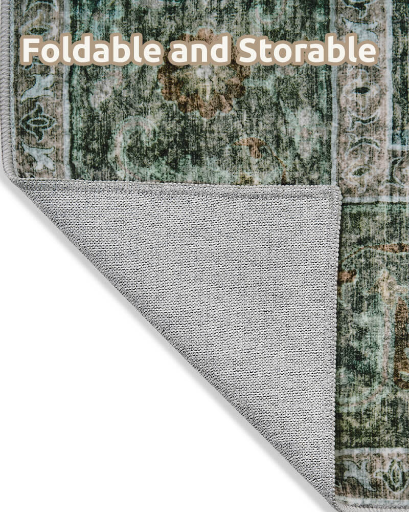 Soft vintage rug designed for relaxed family environments