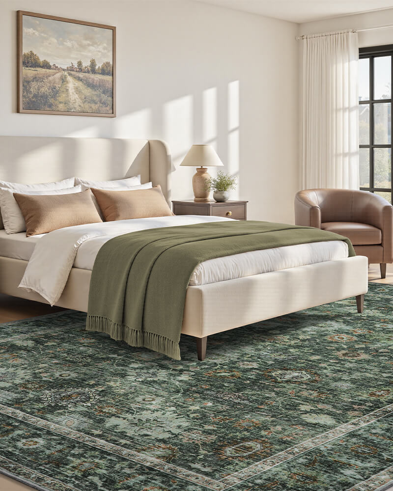 Washable vintage rug built for effortless upkeep