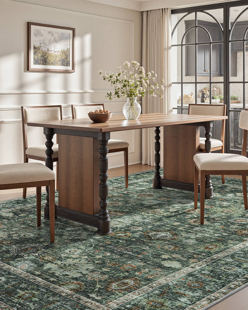 Vintage washable rug offering softness and durability combined