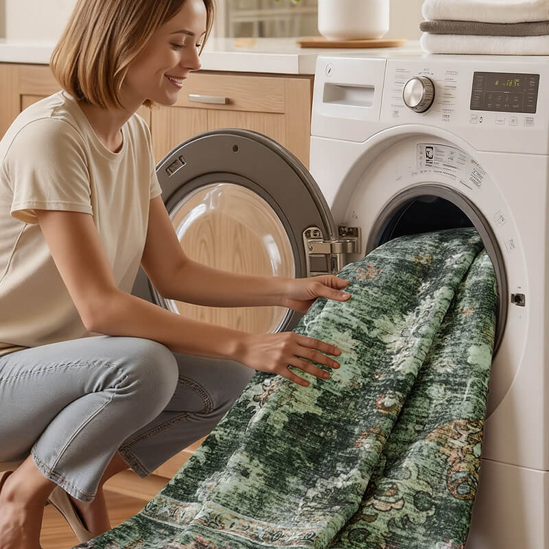 Practical vintage rug designed to simplify home maintenance