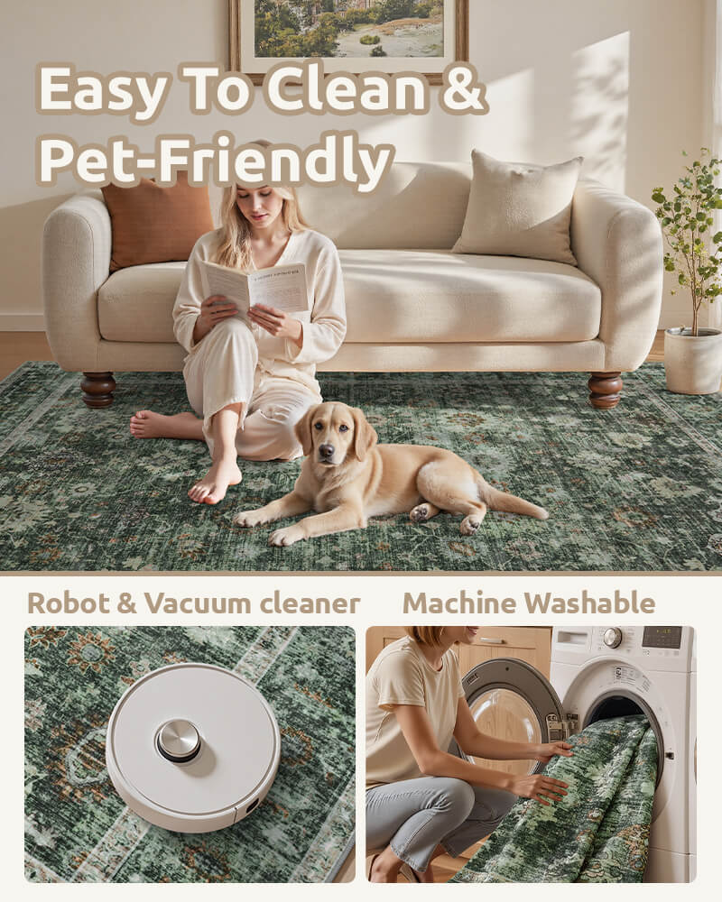 Classic vintage area rug suited for high-use household areas