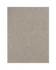 A light gray plain weave outdoor area rug features a clean basketweave texture and minimal design, bringing durable weather-resistant style to patios, decks, porches, and indoor outdoor living spaces.