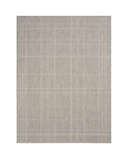 A light gray subtle grid outdoor area rug features woven plaid lines and a clean minimal texture, bringing durable weather-resistant style to patios, decks, porches, entryways, and indoor outdoor living spaces.