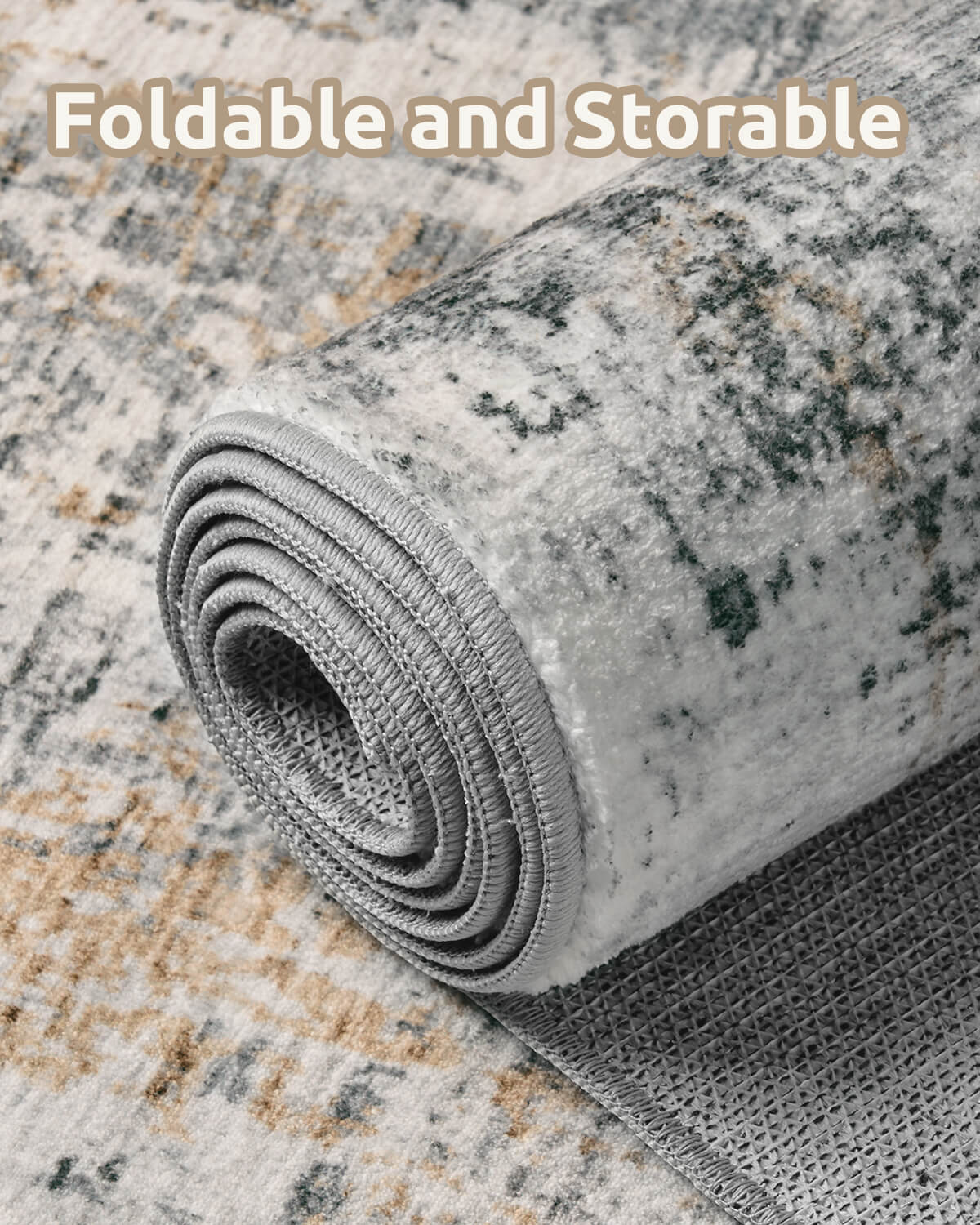 Modern fusion abstract rug with fluid line elements for relaxed elegance