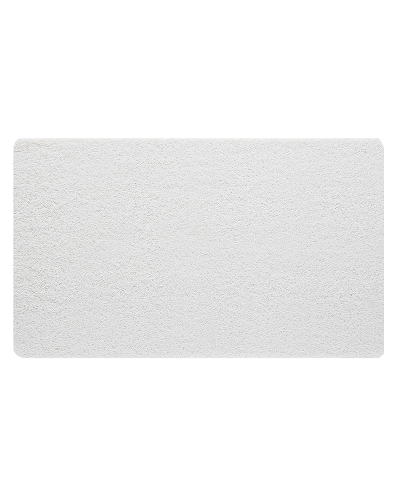 Loofah bath mat designed to stay dry and hygienic between uses