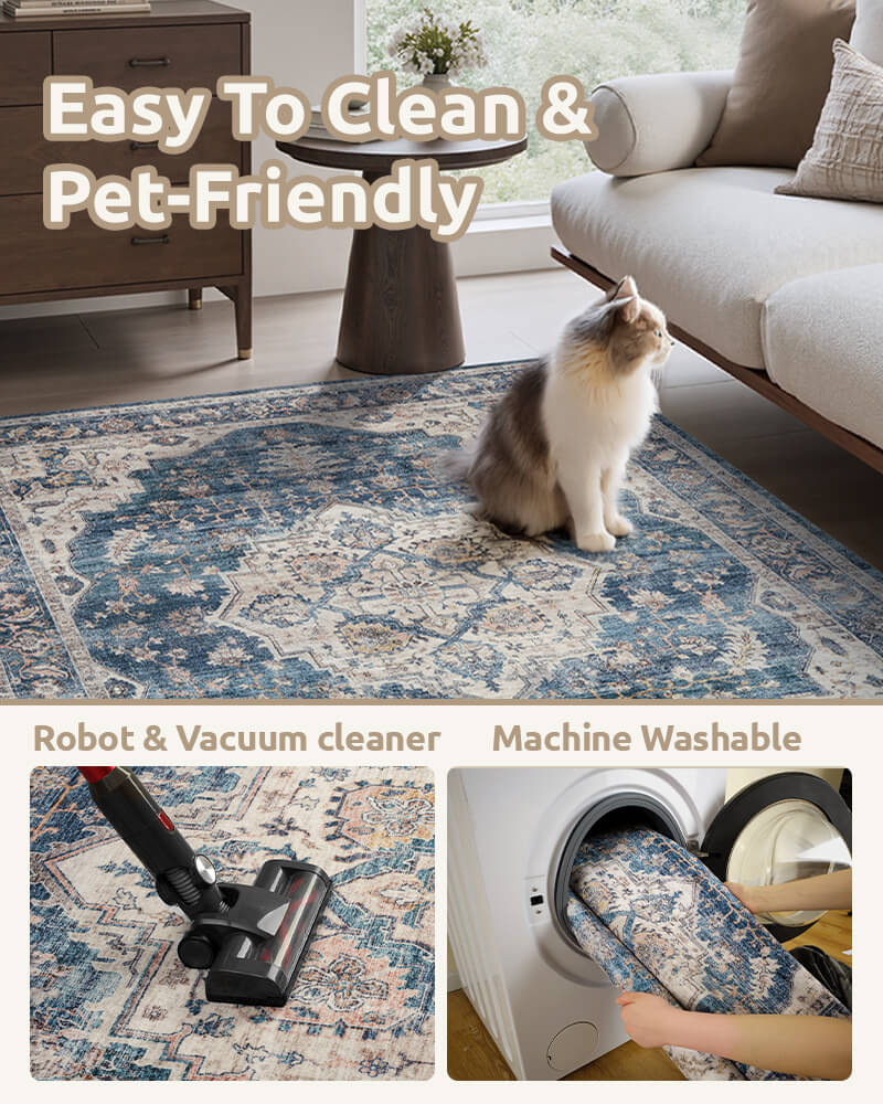 Washable boho area rug designed for modern lifestyles