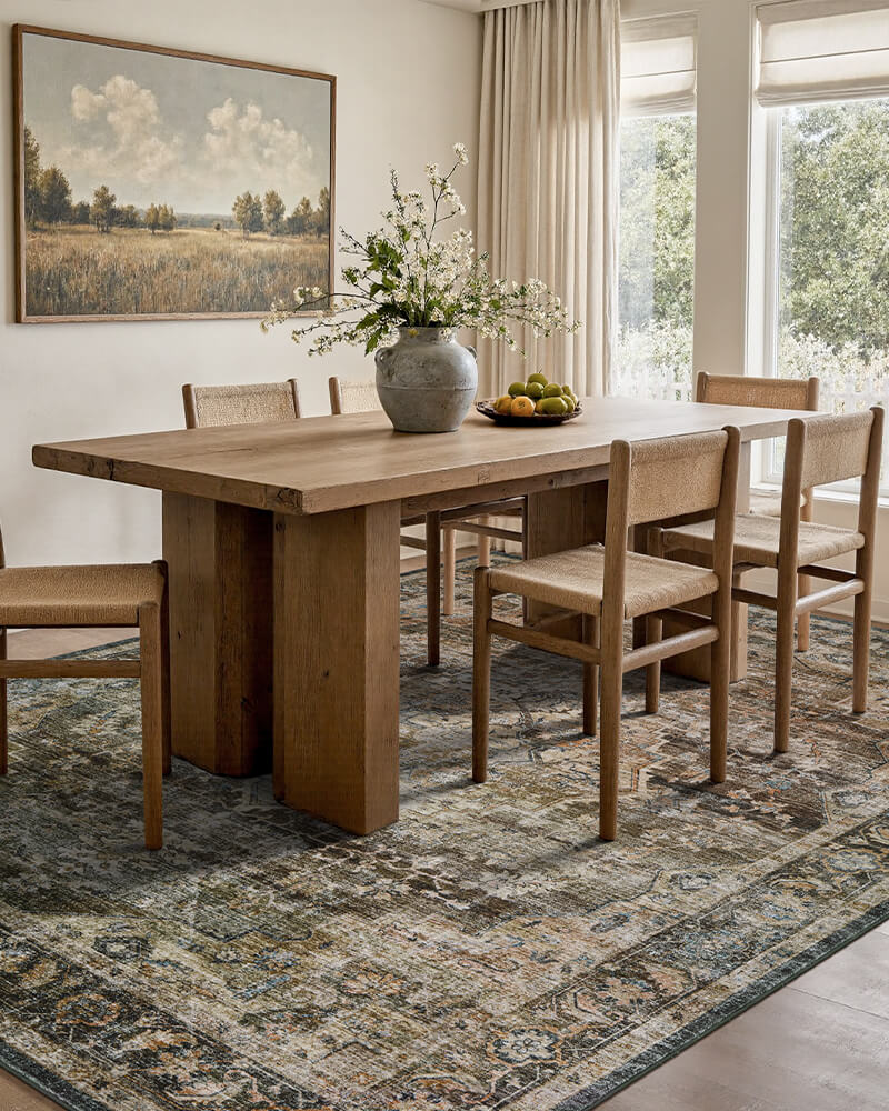 Bohemian area rug designed for high-traffic spaces