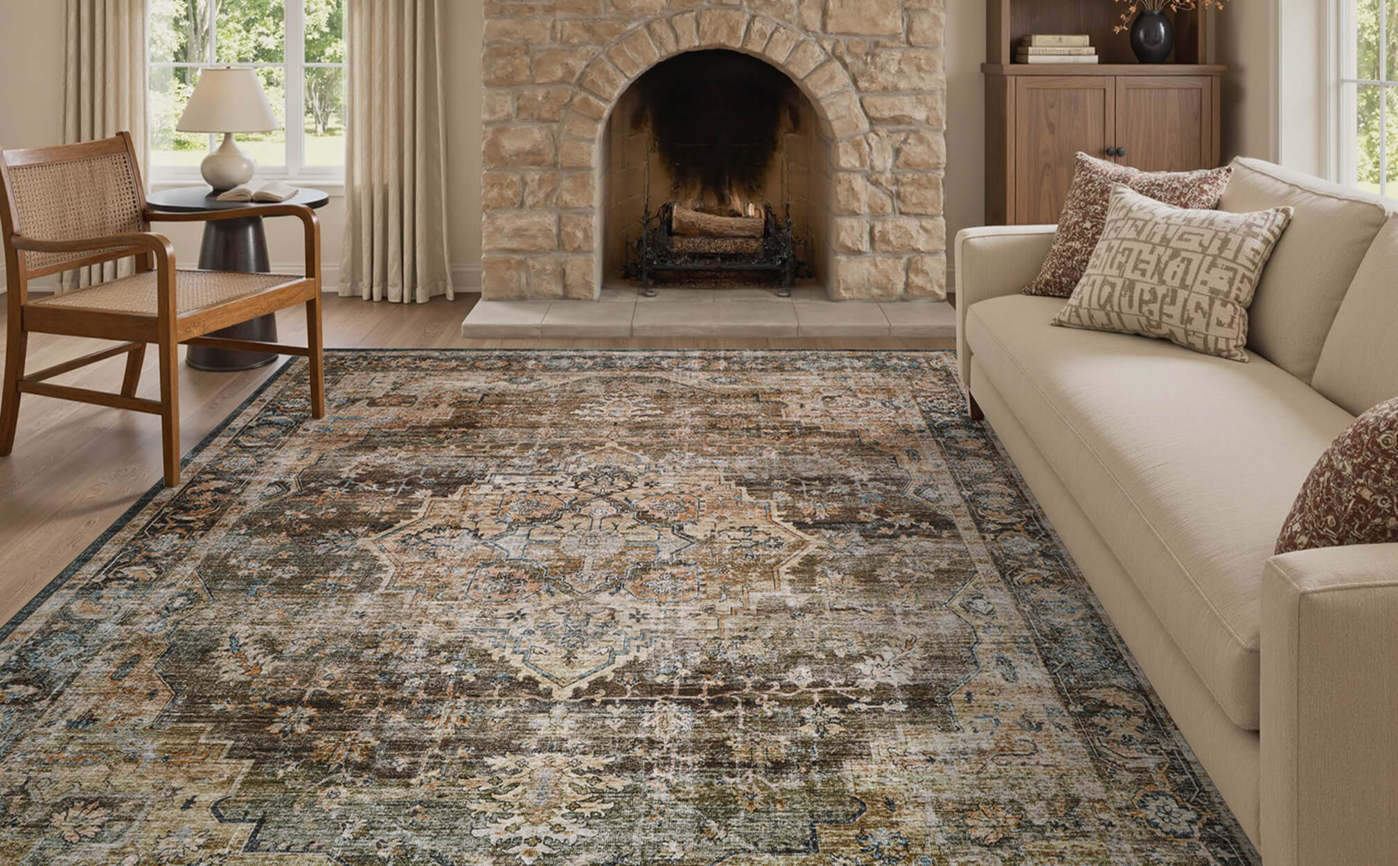 Boho style area rug created for effortless home styling