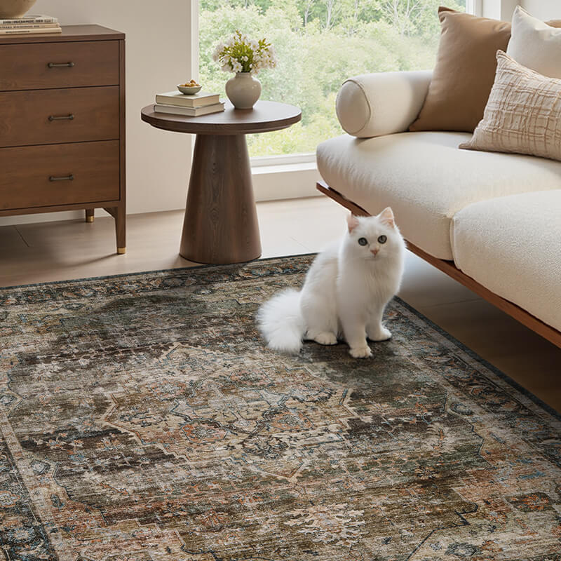 Washable boho rug designed for low-maintenance living