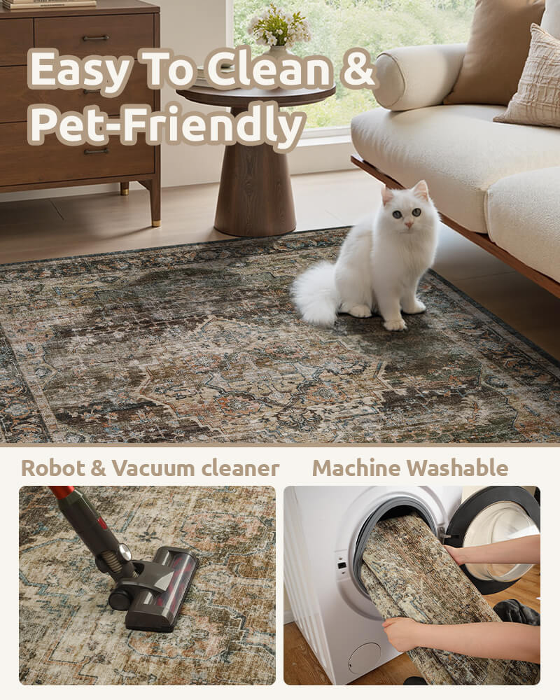 Cozy boho rug designed for family-friendly homes