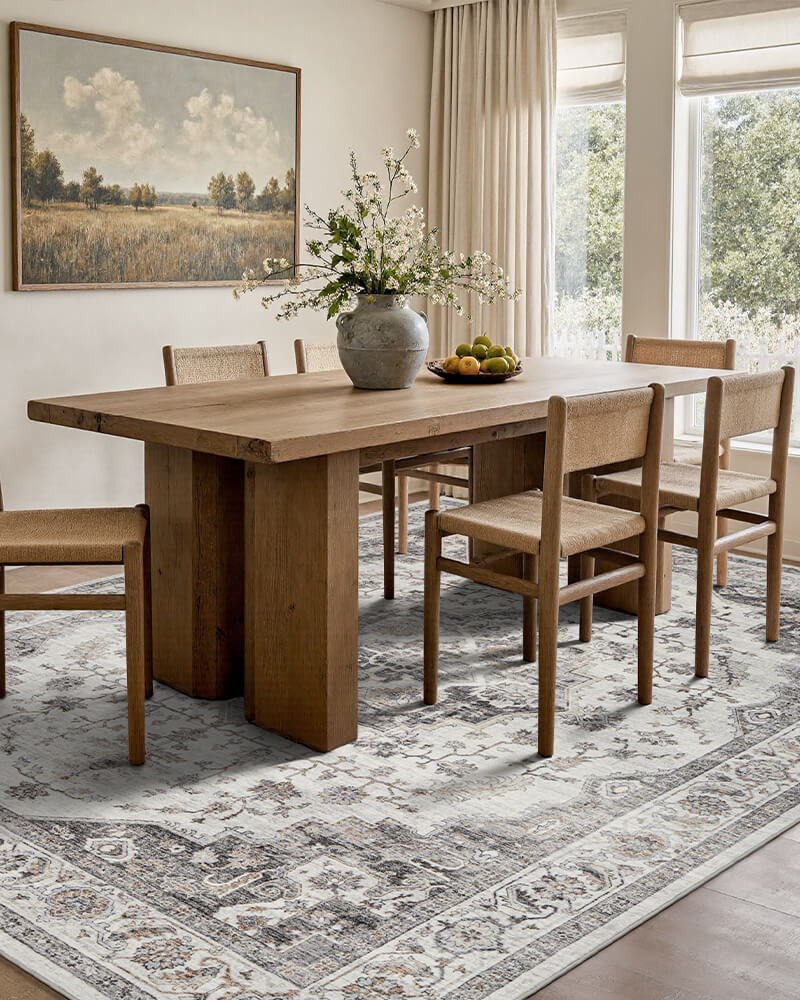 Washable boho area rug made for family life