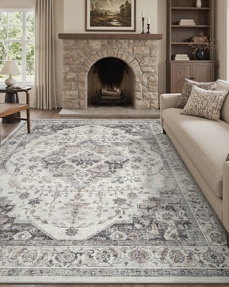 Cozy boho area rug designed for active living spaces