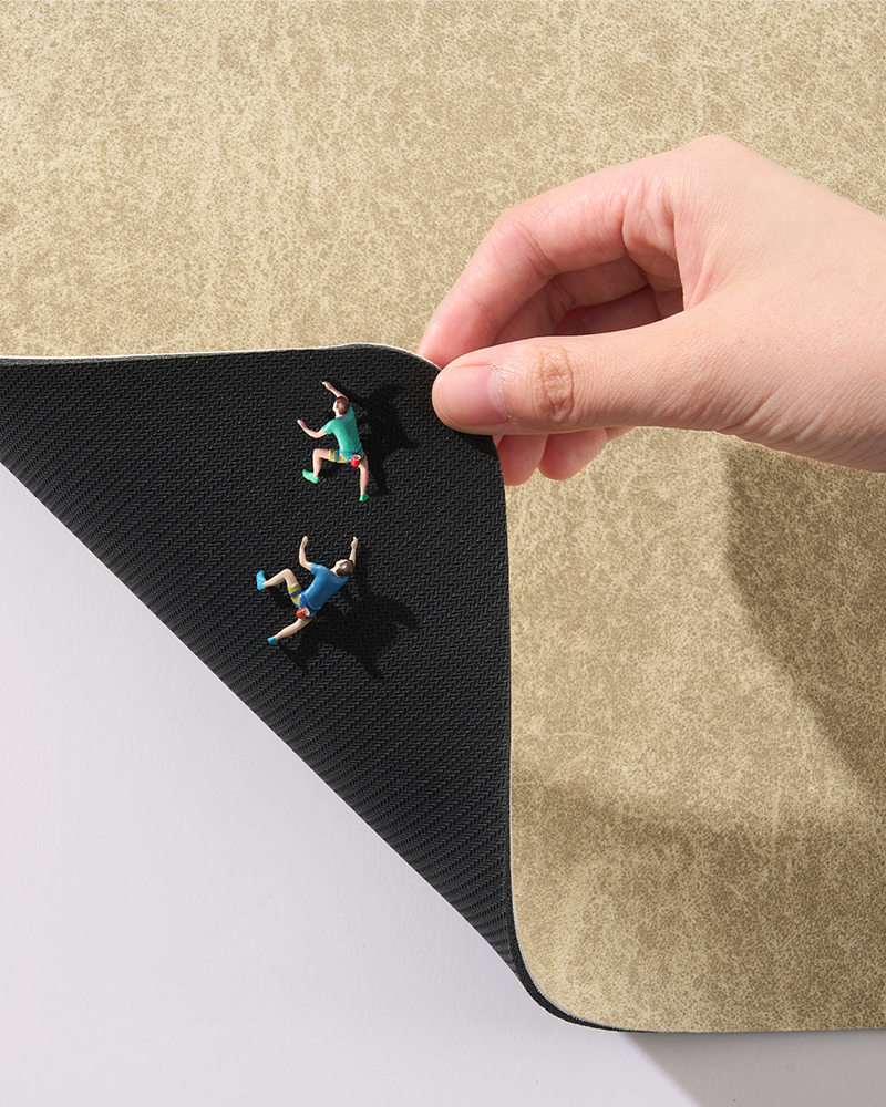 Thin washable bathroom mat with anti slip design, ideal for bathroom or laundry room.