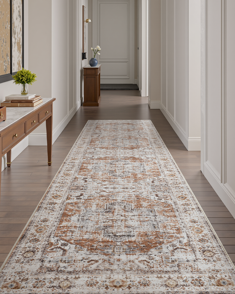 Machine washable boho runner rug ideal for busy homes needing easy maintenance and durability