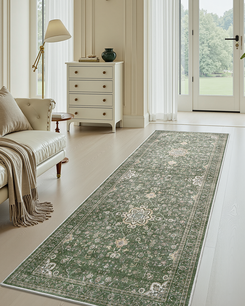 Machine washable boho runner rug suitable for mess-prone areas