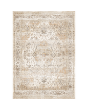 Elegant vintage rug for under dining or coffee tables, creating a timeless aesthetic.