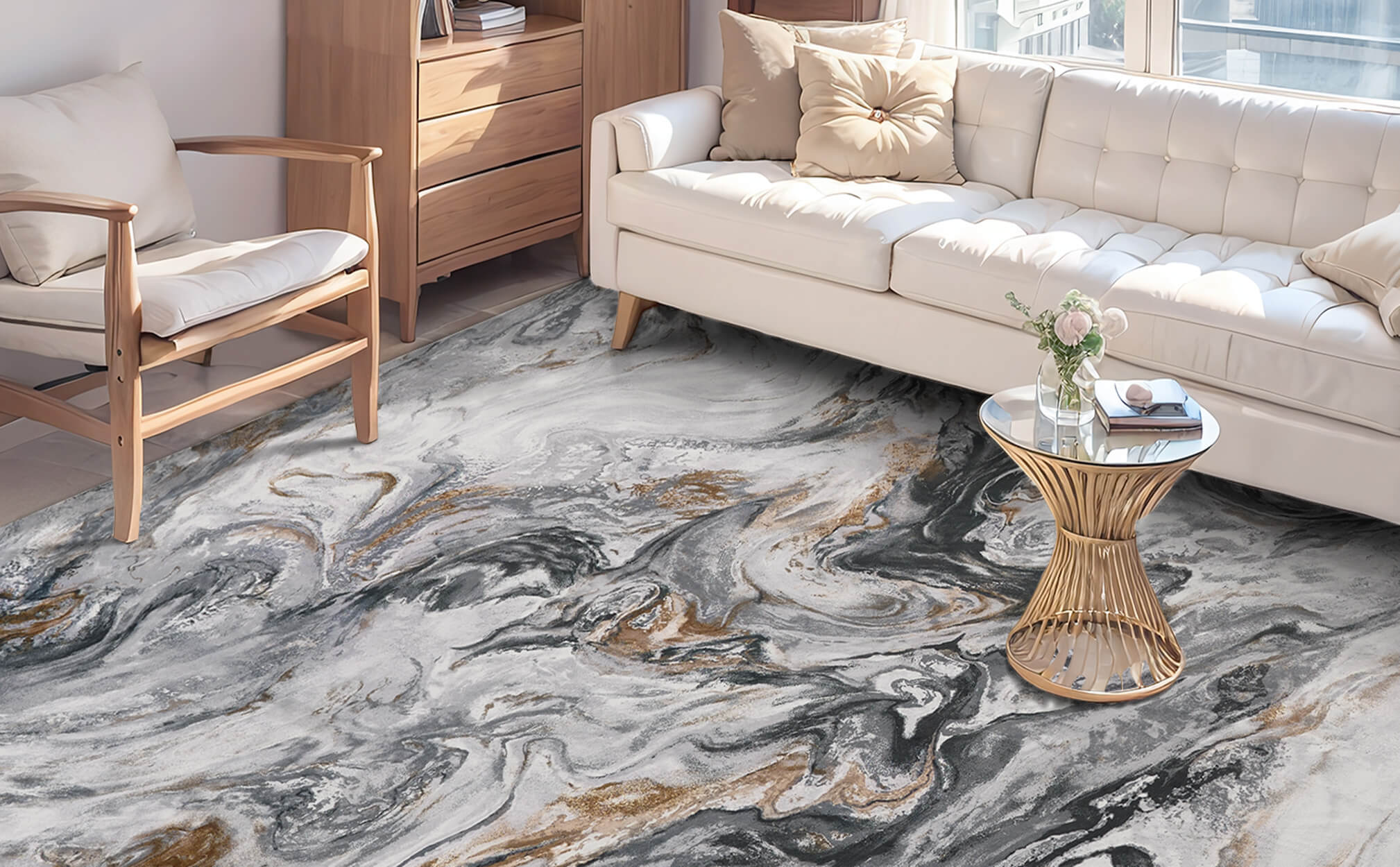 Modern area rug crafted for functional and clutter-free homes