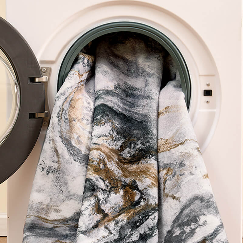 Modern rug with thin construction for effortless cleaning