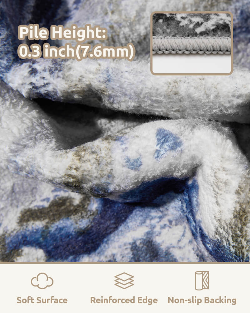 Minimalist area rug with soft texture and practical non-slip backing