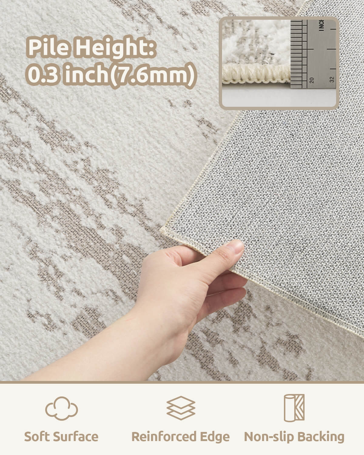 Abstract modern rug with soft texture ideal for bedroom decor