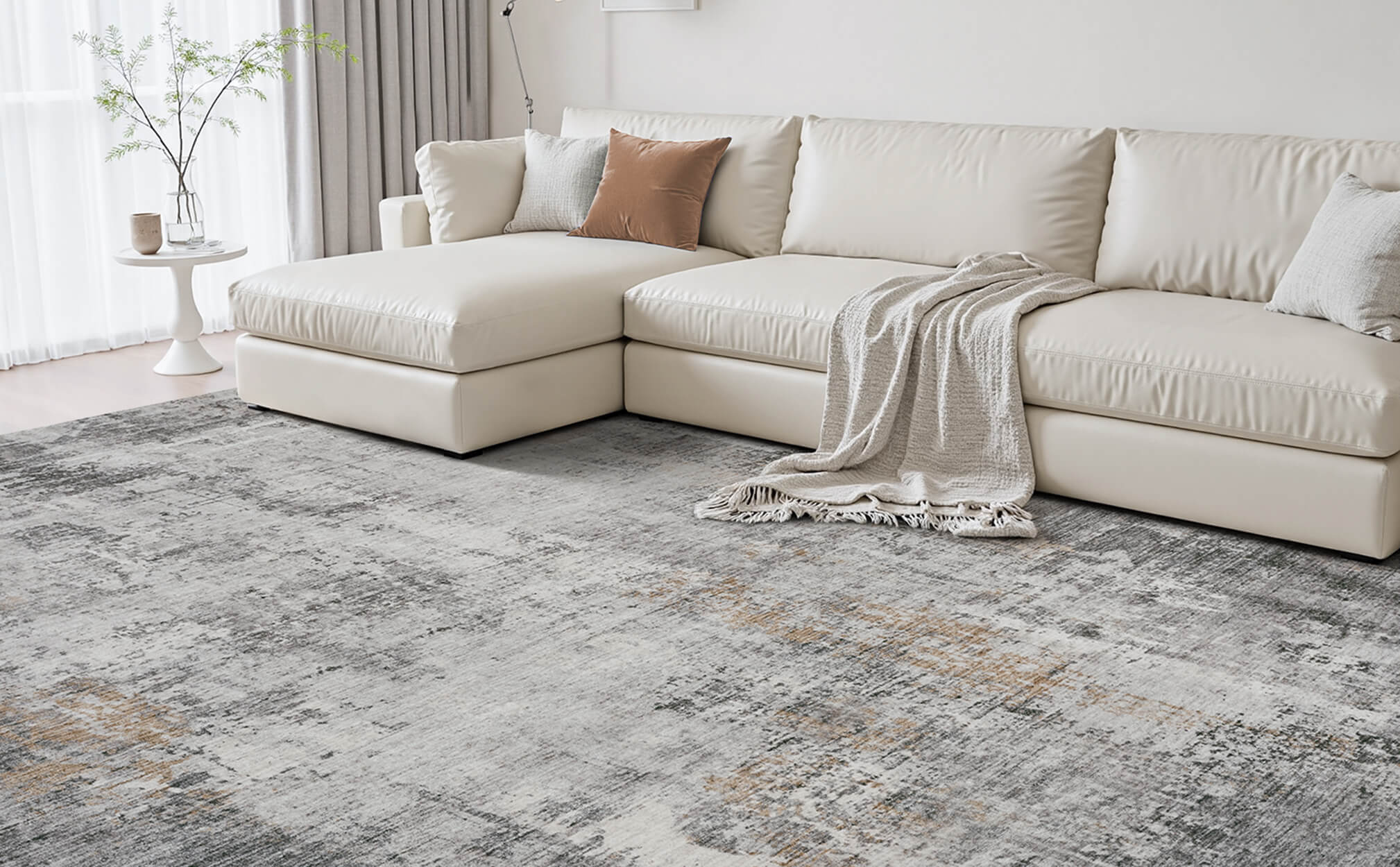 Abstract line area rug enhancing modern interior design concepts