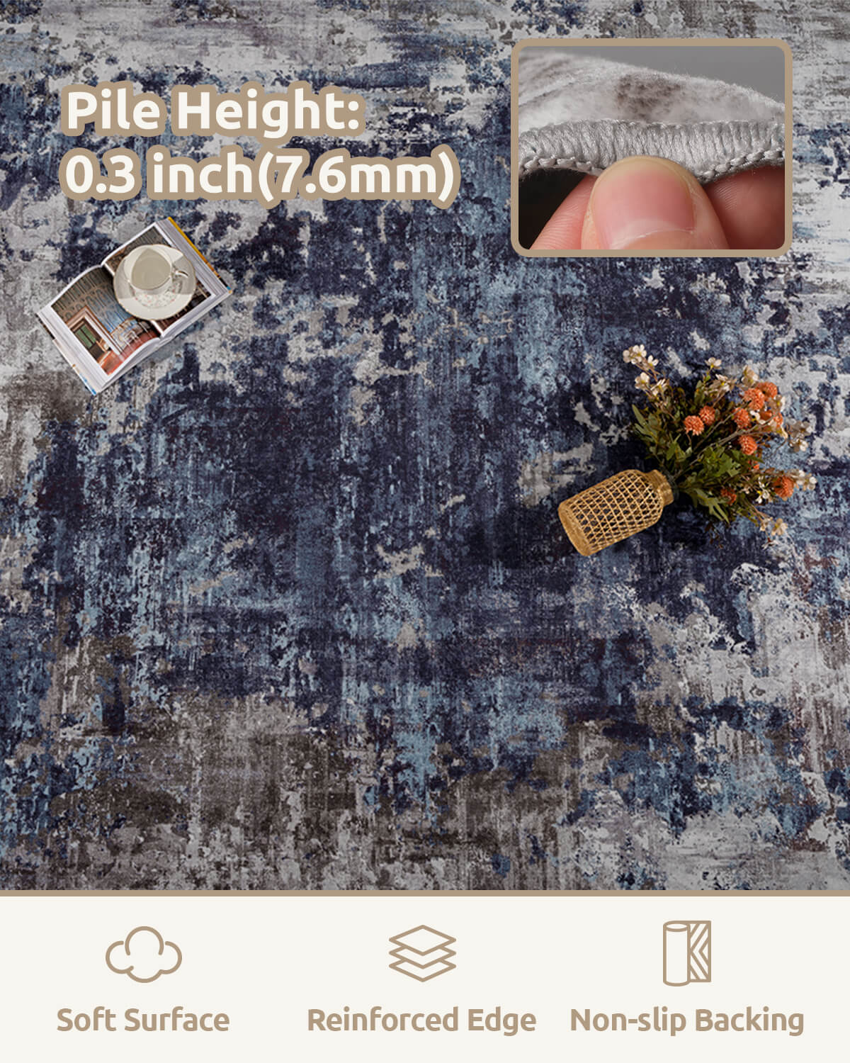 Minimalist modern abstract area rug for clean and simple interior design