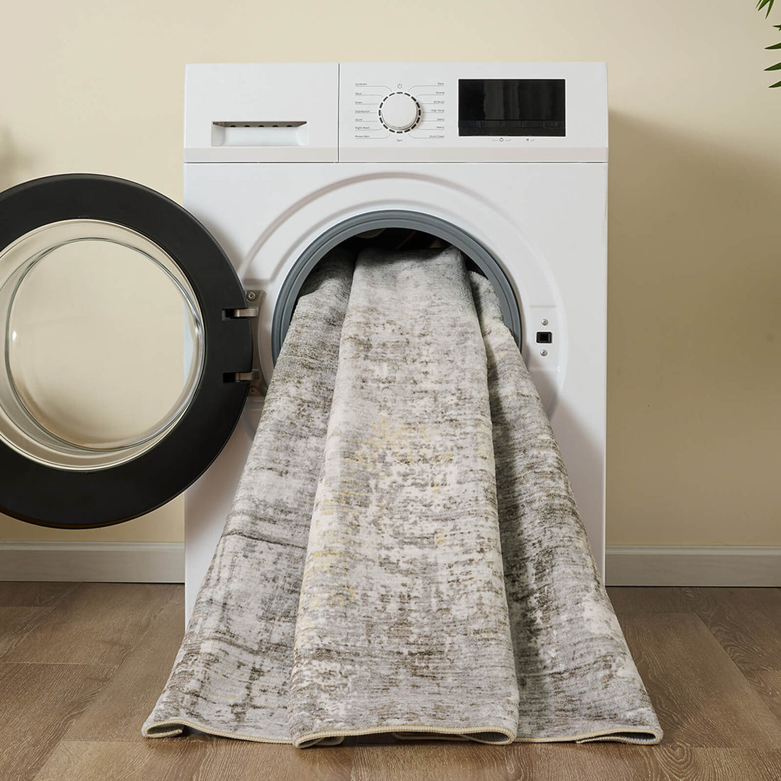 Linear abstract rug created to elevate modern living room decor