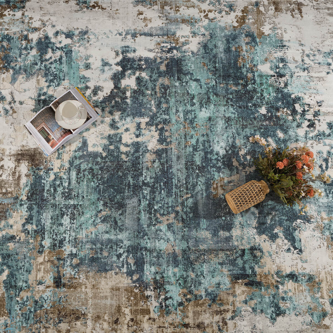 Modern abstract area rug offering soft comfort for relaxed home environments
