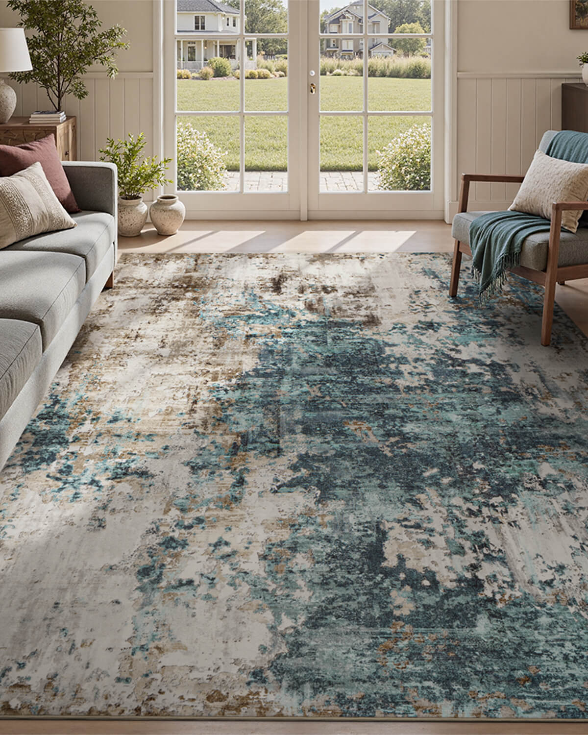 Modern abstract rug suitable for living room bedroom and modern home style