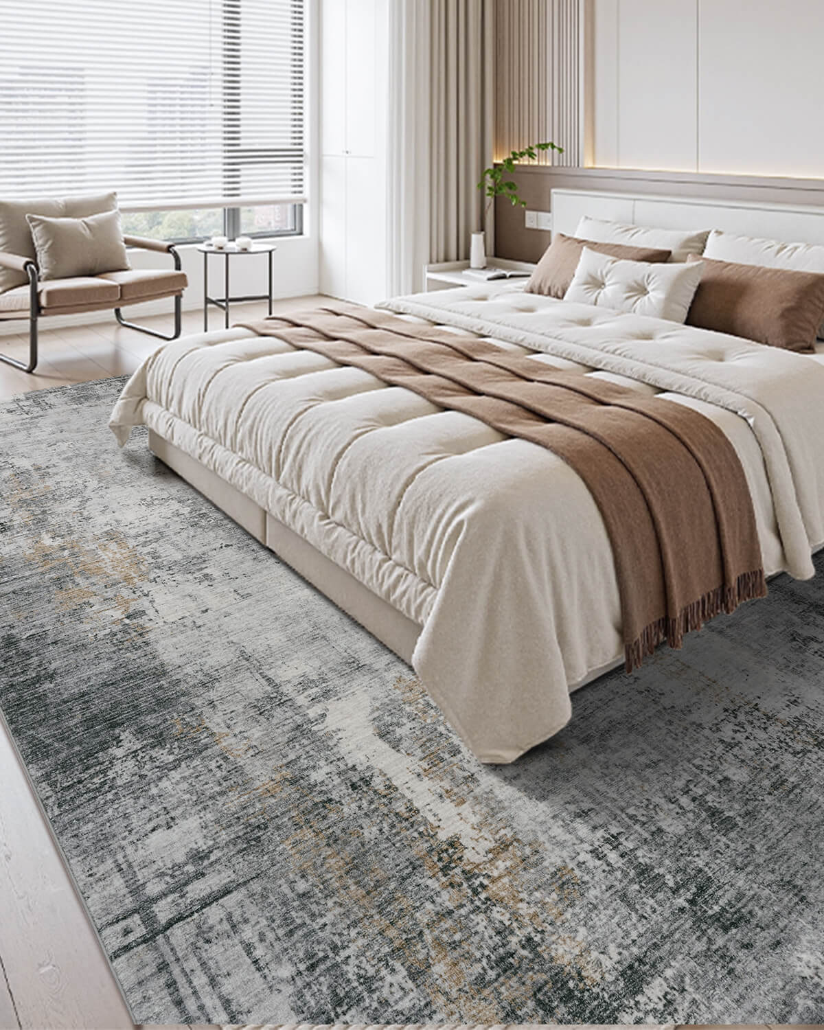 Linear abstract modern rug designed for sophisticated home environments