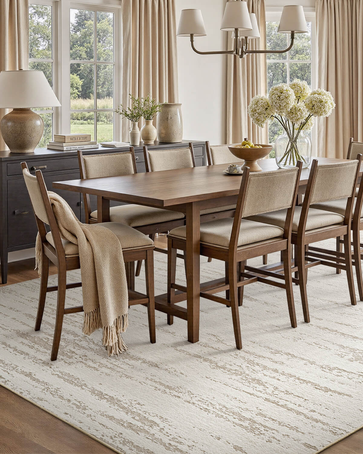 Abstract modern rug offering soft comfort for modern living room decor