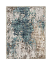 Modern abstract area rug with machine washable surface for easy everyday care