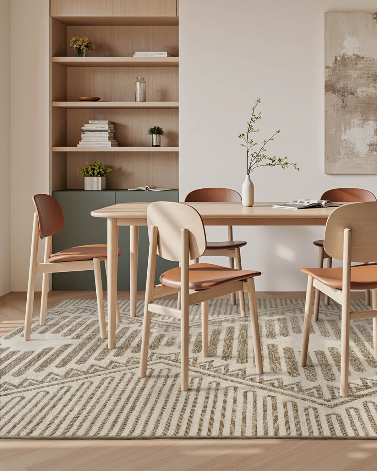 Abstract modern rug with soft texture for everyday living comfort