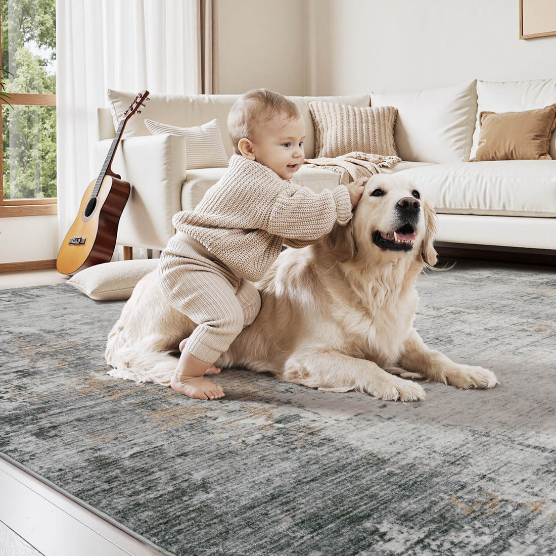 Modern art inspired abstract line area rug for expressive interiors