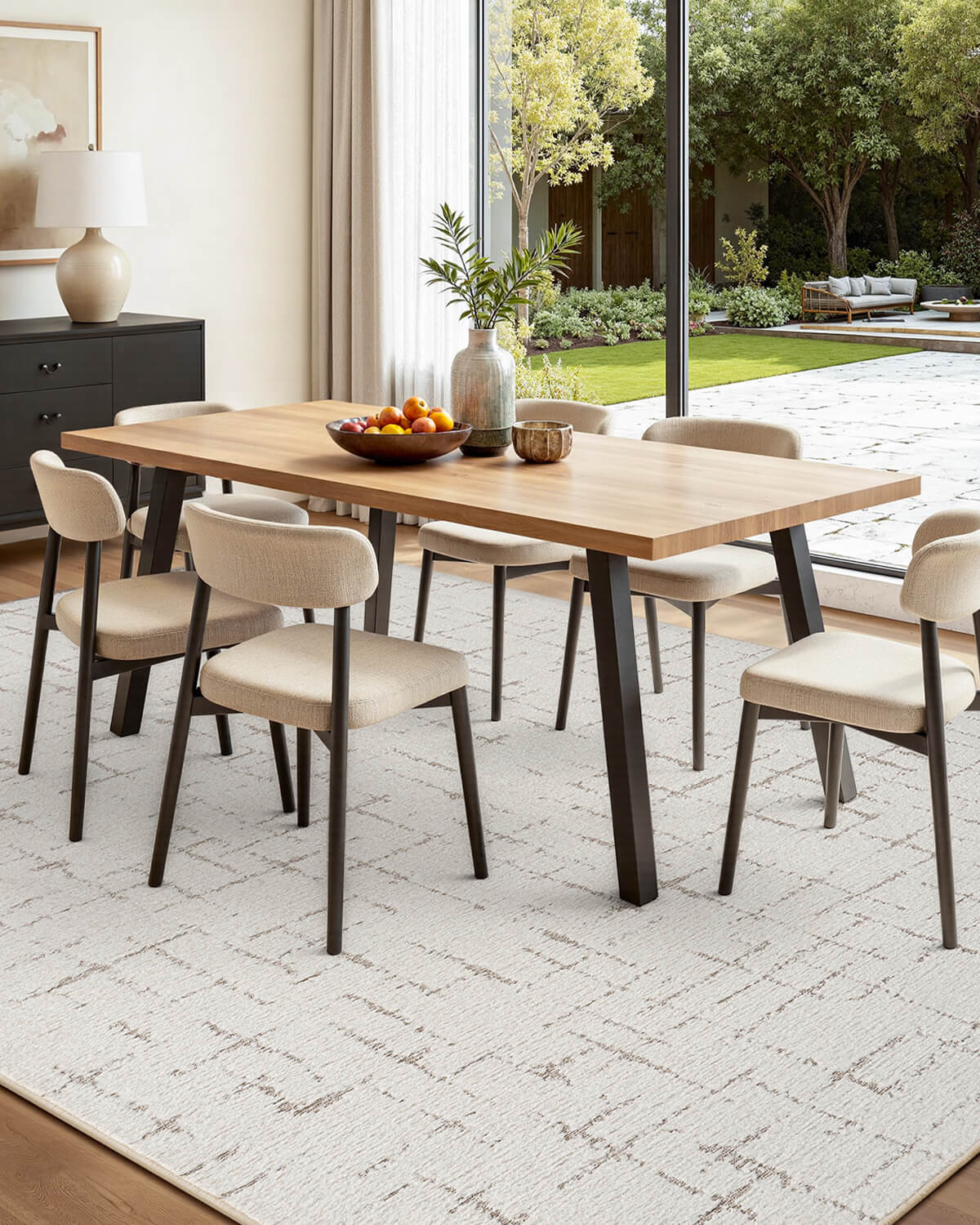 This modern abstract line rug is made for real family homes with machine washable care and a durable finish that works well in busy spaces.
