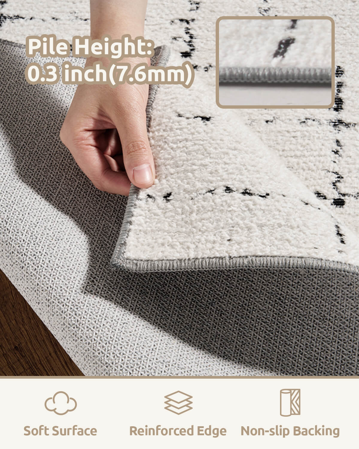 This abstract line area rug works well in high traffic areas with machine washable care and a durable surface that keeps daily upkeep simple.