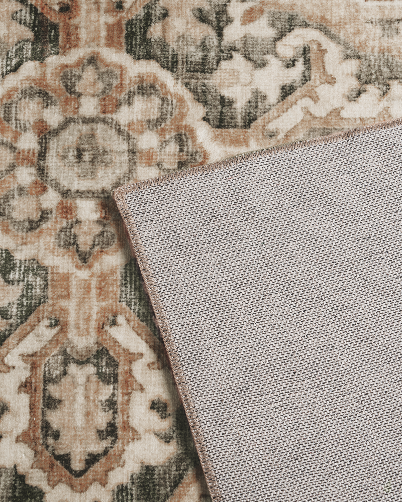 MontVoo vintage area rug, cozy and warm, adds timeless charm to living room decor.